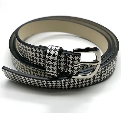 Unbranded Thin Fashion Belt Checkered Black White Womens Sz 40 - 42 Silver • $4.19