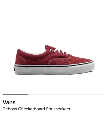 NEW Vans Era Deboss Checkerboard Pompeian Red Skate Shoes Men 11 • $47.50