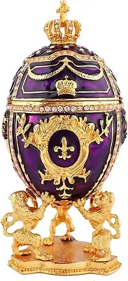 Faberge Egg Purple Trinket Box Classic Hand-Painted Ornaments Gift Home Decor • $80