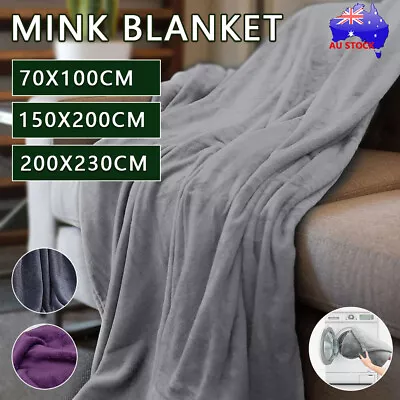 Super Soft Faux Fur Fleece Throw Mink Sofa Bed Blanket Warm Double King Home OZ • $16.50