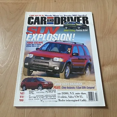 2000 Mazda Miata Vs. Toyota MR2 / 2001 Ford Escape Car Driver Magazine July • $14.85