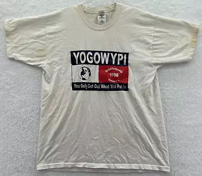 Vintage Fruit Of The Loom Global Game Shirt Mens Large White Short Sleeve Cotton • $14.88