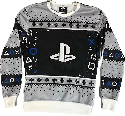 Playstation Sweatshirt Mens Small Gray PS Ugly Sweater Christmas Holiday • $14.99