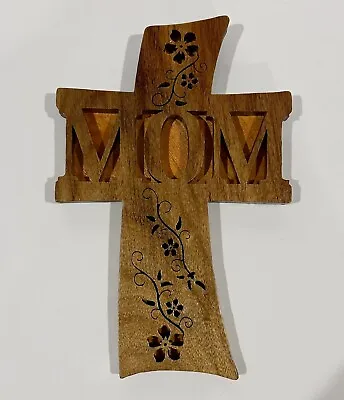 Handmade Mom Decorative Wooden Cross Mother’s Day Unique Gift Christian Decor • $8.62
