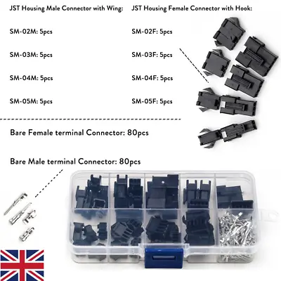 200X JST-2.54mm 2/3/4/5Pin Car Motorcycle Wire Cable Connector Terminal Plug Set • £5.58