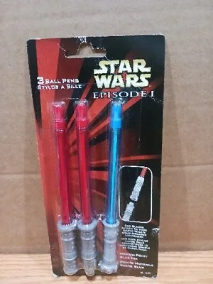 Vintage 1999 Star Wars Episode 1 Lightsaber Pens Darth Maul Obi Wan Kenobi NIP • $16.45