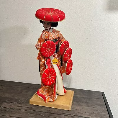 DOJOJI TEMPLE Sakura 16  Doll Japanese Geisha Kabuki Wood Base 2509 • $74.99