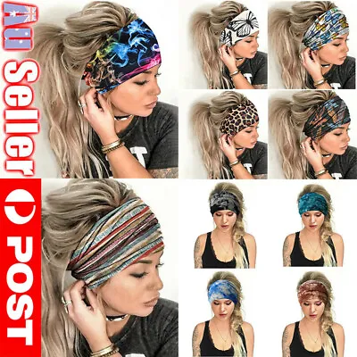 $6.95 • Buy Women Ladies Sports Yoga Gym Stretch Wide Headband Hair Band Running Head Wrap