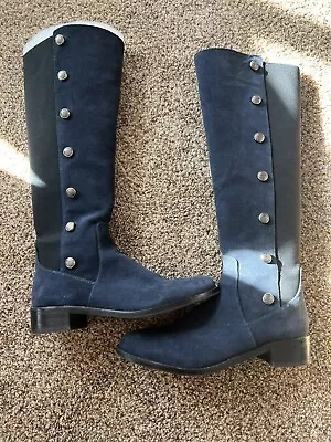Vince Camuto Jacilla 2 Wide Stretch Tall Blue Boots●8M●Suede●Womens New W Defect • $35