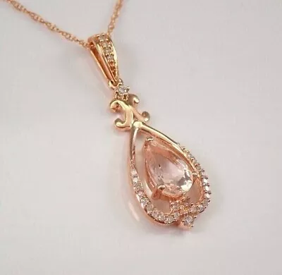 2 Ct Pear Cut Lab Created Peach Morganite Wedding Pendant 14K Rose Gold Plated • $120.89