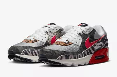 Nike Air Max 90 Mens Sneakers Tunnel Walk Animal Print Red DZ4839-001 New • $119.99