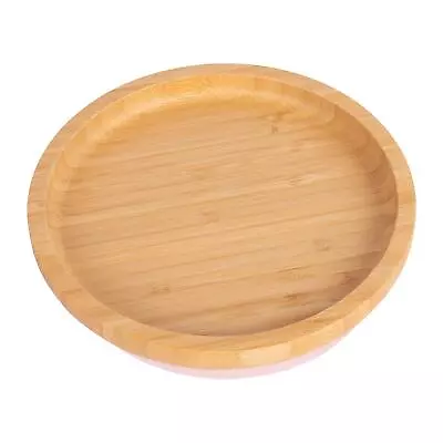 1x Tiny Dining Pastel Pink Round Bamboo Suction Plate Baby Toddler Dish • £11