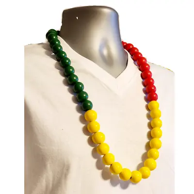 Rasta Wood Bead Necklace - Add An Ankh • $30