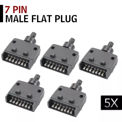 $19.99 • Buy 5x Trailer Plug 7 Pin Flat Male Adaptor Caravan Boat Car Connector Part Adapter