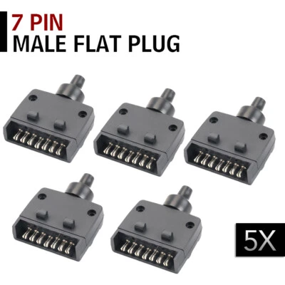 $19.99 • Buy 5x Trailer Plug 7 Pin Flat Male Adaptor Caravan Boat Car Connector Part Adapter