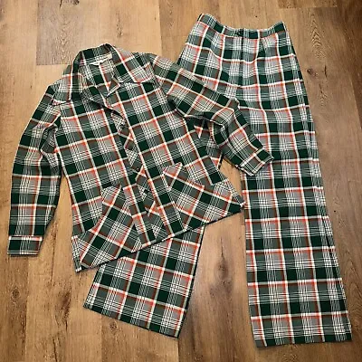 Vtg 60s 70s Leisure Suit Womens Jacket Pants 28 X 31 Polyester Disco Hippy Plaid • $99.99