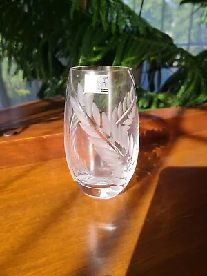 Mikasa Roma Cut Etched Crystal 5.5   Bud Vase Fern Leaf  Slovenia  • $15