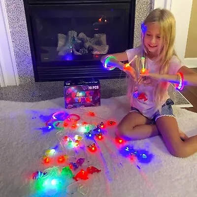 $21.99 • Buy Light Up Toys Bulk LED Party Favors For Kids Birthday Christmas 70 Pcs Prize Box