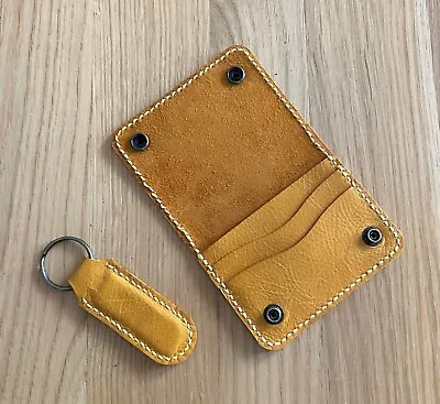 Genuine Leather  Press Stud  Card Holder/Wallet With Matching Keyring  • £9.95