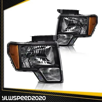 Pair Clear Headlights Lamp Black Housing LH&RH Fit For 2009-2014 Ford F150 F-150 • $83.38