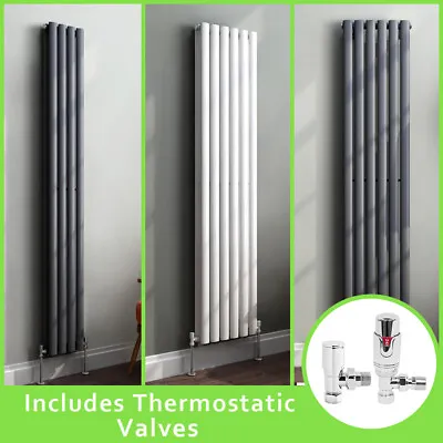 Vertical Oval Column Rads Designer Tall Upright Radiator With Free Angled Valves • £82.99