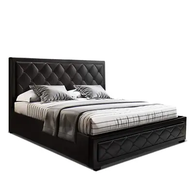 $303.89 • Buy Artiss Bed Frame Queen Size Gas Lift Mattress Base With Storage PU Leather Black