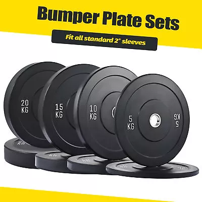 Olympic Bumper Weight Plates 5/10/15/20KG Rubber Weight Lifting Barbell Fitness • $56.99