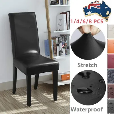 Dining Chair Covers Stretch Chair Slipcover Waterproof PU Leather Wedding Cover • $52.24