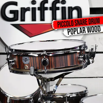 GRIFFIN Piccolo Snare Drum - 13 X 3.5 Black Hickory Poplar Wood Shell Percussion • $43