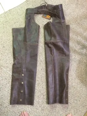 First Classics 2X Stampede Distressed Brown Leather Motorcycle Chaps FIM835CAN • $150