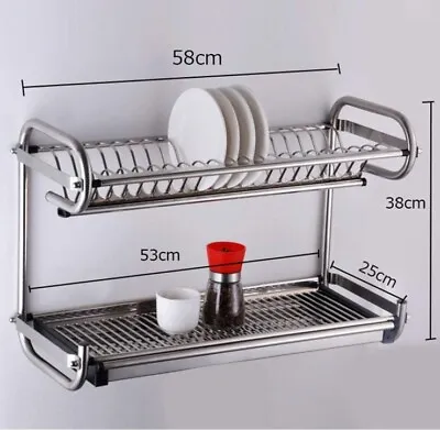 BLZ Stainless Steel Double-Layer Dish Rack | Kitchen Storage Rack Drain Dual Use • $78