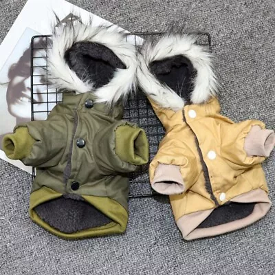 Pet Dog Jacket Coat Hoodie Clothes Windproof Hooded Jacket Winter Apparel XS-2XL • £9.59