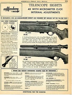 1955 Print Ad Of Mossberg Model 2M4 & 4M4 Telescope Sights Rifle Scopes • $9.99