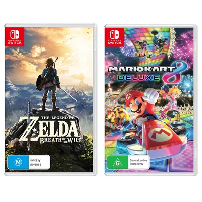 $146.95 • Buy The Legend Of Zelda: Breath Of The Wild & Mario Kart 8 Deluxe Double Pack (Switc