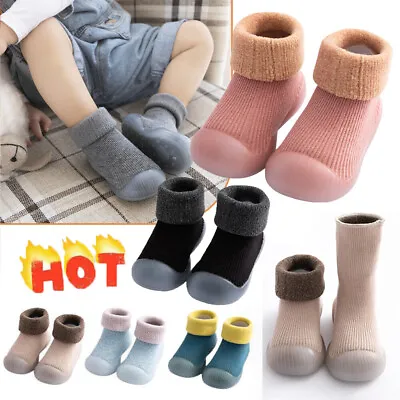 Baby Winter Anti-slip Slippers Kids Toddler Booties Girl Boys Cotton Socks Shoes • £6.59