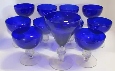 11 Pieces MORGANTOWN Golf Ball Ritz Blue OLD ENGLISH Glasses • $89.99