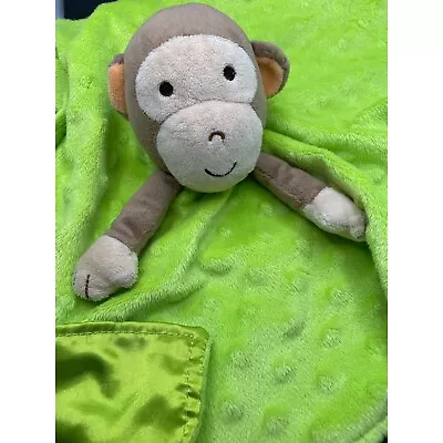 Lime Green Monkey Okie Dokie Lovey Blanket Rattles Baby Toddler Plush Stuffed • $12.99