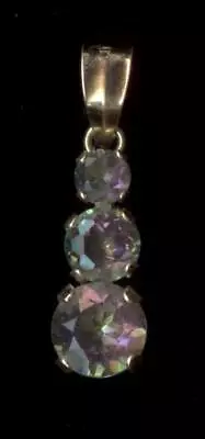 14K 18mm Fine Solid Yellow Gold Round Purple Mystic Topaz Graduated Pendant ~VY • $54.95