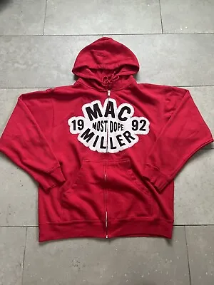 2012 Mac Miller Most Dope Promo Rap Hip Hop Red Hoodie Full Zip Sweatshirt Sz L • $129.97