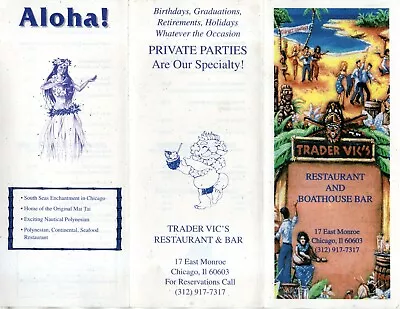 $9.95 • Buy TRADER VIC'S Chicago IL Souvenir Menu MINT UNUSED Classic Tiki Bar Restaurant