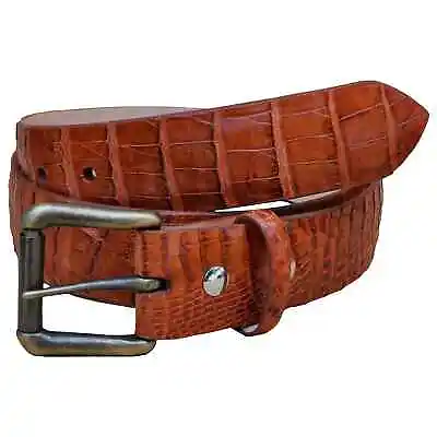 Caiman Crocodile Skin Belt - Cognac • $199