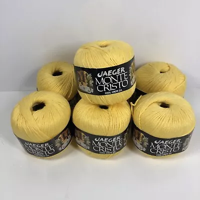 7x 50g BALLS Of JAEGER MONTE CRISTO COOL CREPE DK Yellow Shade 123 • £16.99