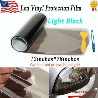 12 X78  Gloss Light Black Smoke Headlight Taillight Fog Light Tint Film Vinyl • $6.98