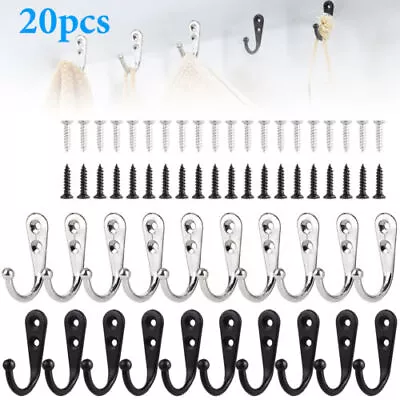 20Pcs Towel Coat Heavy Duty Stainless Steel Door Wall Mount J Hook Hanger Holder • $7.82