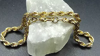 Vintage MONET Gold Plated Diamond Cut Rope Chain Sister Clasp Bracelet 7  Long • $11.66