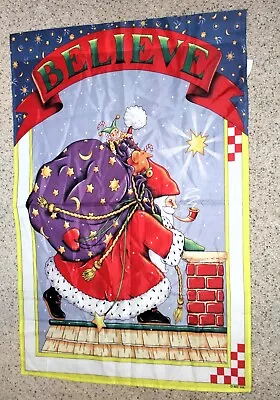 Mary Engelbreit CHRISTMAS Santa Believe Flag - NICE! • $14.95