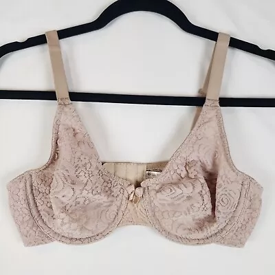 Wacoal Halo Lace Bra 36C Underwire Unlined Soft Cup Adjustable Blush 851205 • $19.99