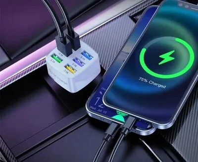 Fast Car Charger USB Cigarette Lighter Socket 4 Port Adapter For IPhone Samsung • £2.99