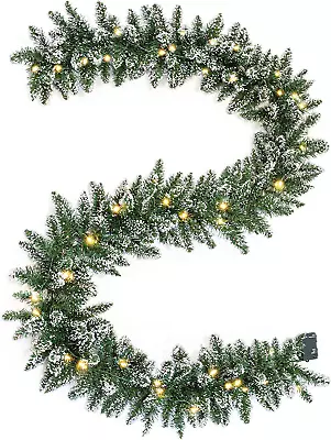 Pre-Lit Christmas Garland 9 Ft/106  With 50 LED Lights Holiday Decorations • $34.99