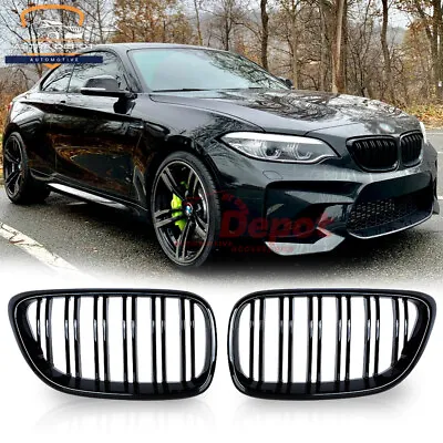 Pair Gloss Black Front Kidney Grill For BMW F22 F23 M235i F87 M2 Coupe 2014-2021 • $31.98